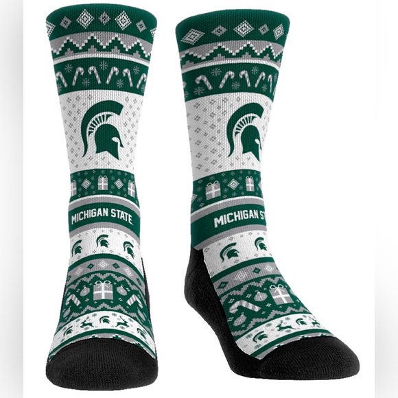 Michigan State Spartans Ugly Sweater Socks Sz. Men’s L/LX 9-13 - Picture 1 of 1